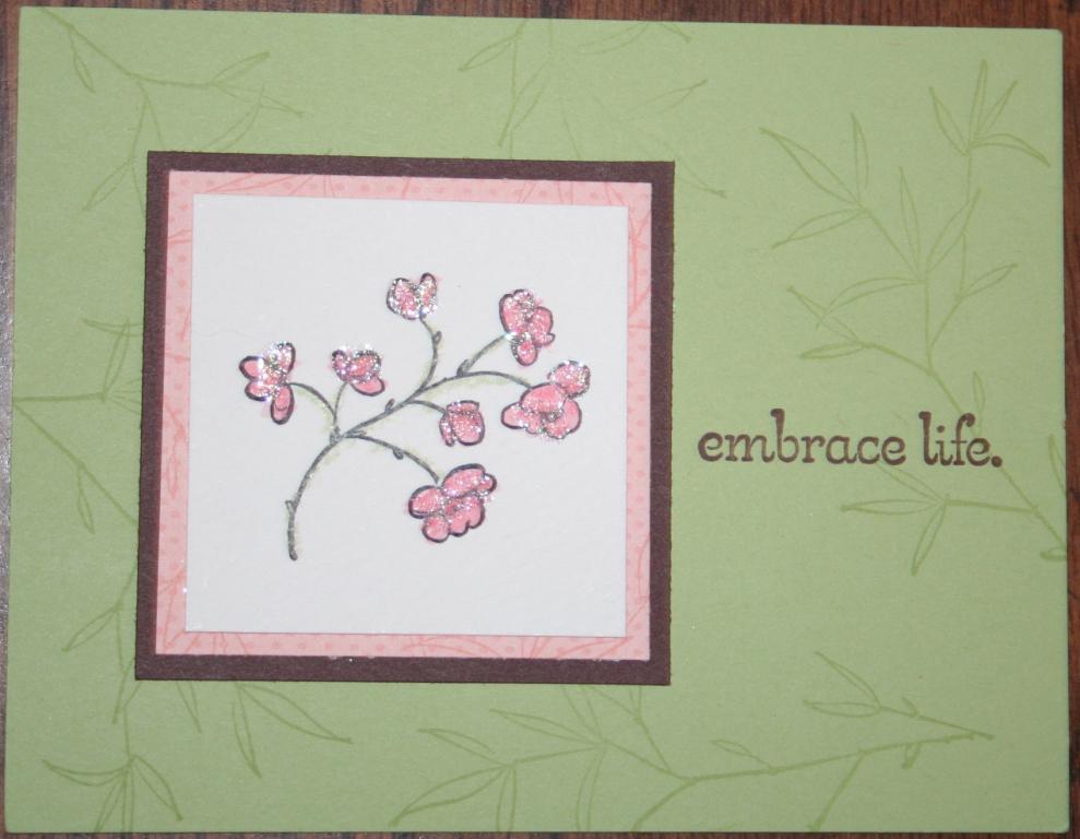 One of my favorite stamp sets because it is so elegant.  Plus the colors are great and the glitter is a neat touch!