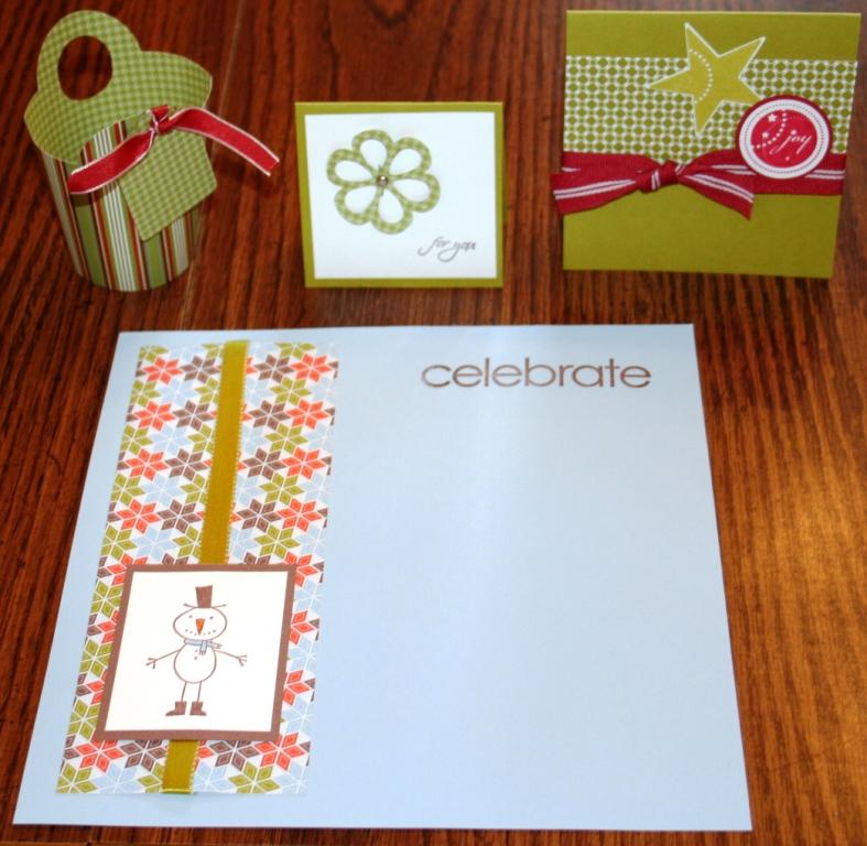 Then, in the morning, I got to try my hand at making a few quick make and take projects myself. We got to make a card, a 6x6 scrapbook page, and use the BigShot to make a basket and a card. Each of these was easy but fun to make.