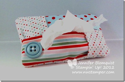 stampin up fabric pocket tissue holder filled
