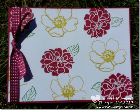 Pam Wu Fancy Florets swap card with ribbon
