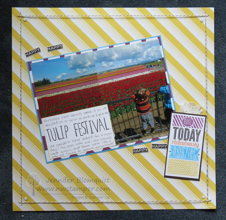 Tulip Festival Scrapbook Page with Amazing Birthday Stamp Set
