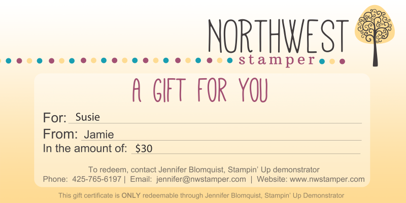 Stampin' Up Gift Certificate