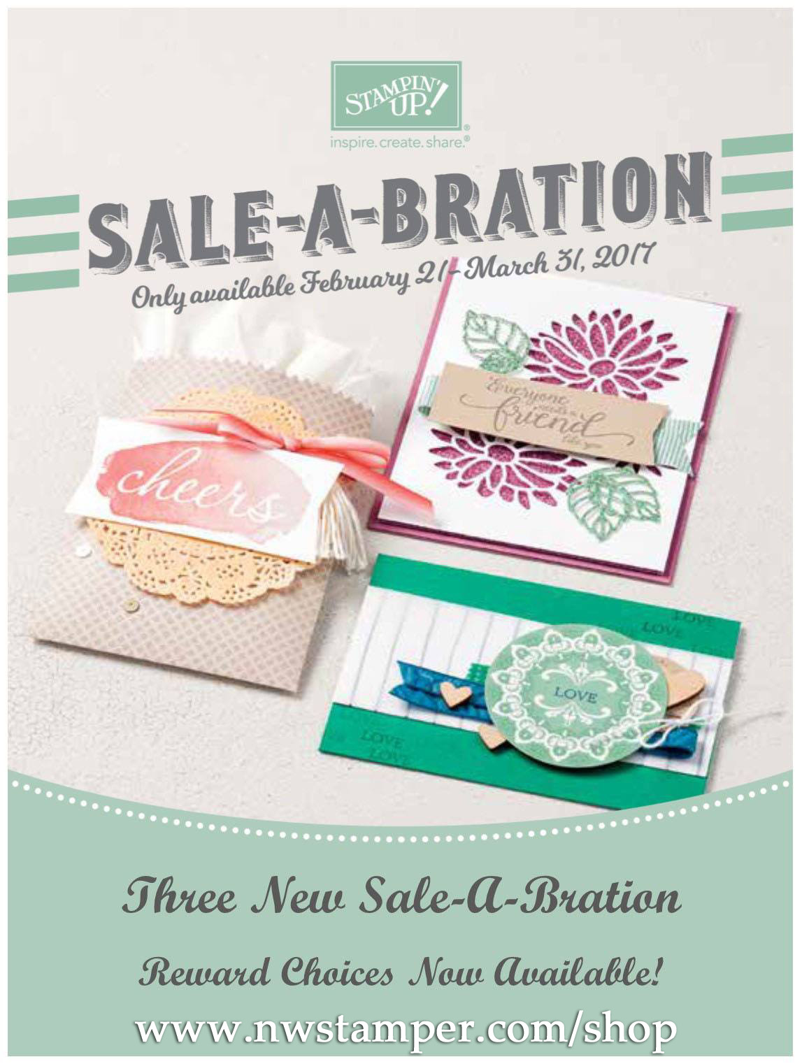 Sale-a-Bration flyer cover with 2017 additional choices on nwstamper.com